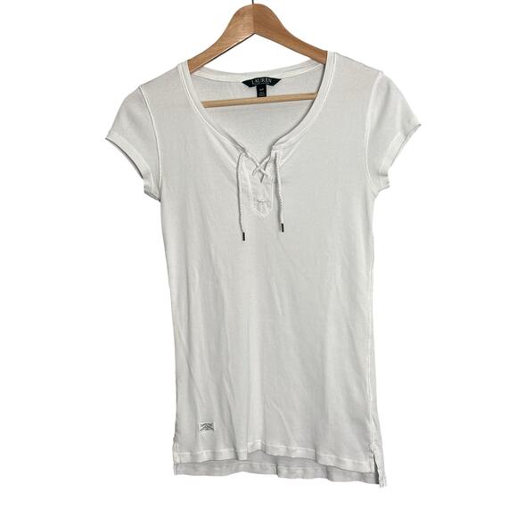 Lauren Ralph Lauren Ribbed Henley Top White Size Small - Picture 1 of 4